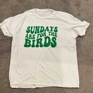 White and Green Bird-Themed T-Shirt